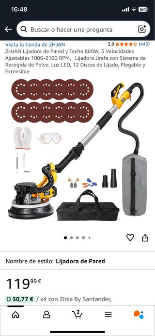 Lijadora Pared/Techo 880W 5 Velocidades