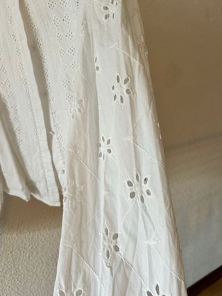 Blusa Zara Algodón Blanca Bordada