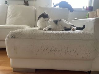 Sofá chaiselongue de cuero blanco