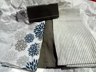 Set 3 trapos cocina gris y turquesa