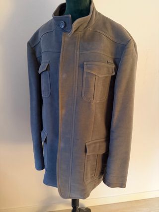 Giacca uomo cotone sportiva grigia con toppe