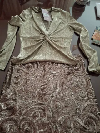 Conjunto Falda y Body Fiesta Dorado