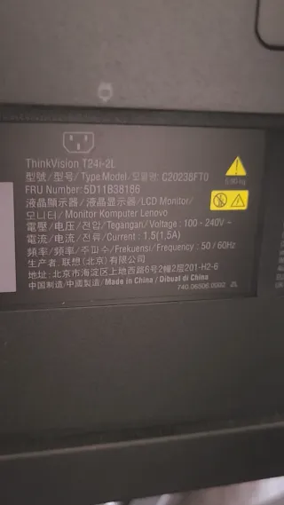 Monitor Lenovo Thinkvision 24 Negro + teclado