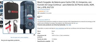 Cargador Batería Coche Bosch C30 3.5A