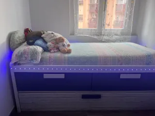 Cama nido madera blanca y gris