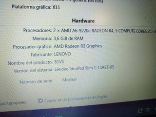 PORTATIL LENOVO AMD A6 WINLINUX-SSD 64GB-RAM 4GB