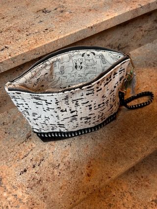 Pochette tessuto bianco e nero artigianale