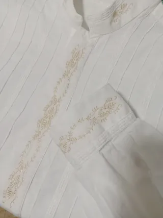 Camisa fallero bordada blanca