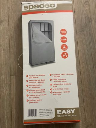 Armario de tela gris con cremallera