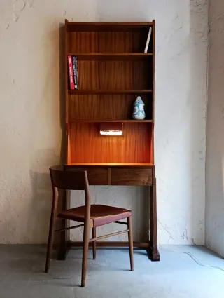 Escritorio estantería nogal - Vintage 60s