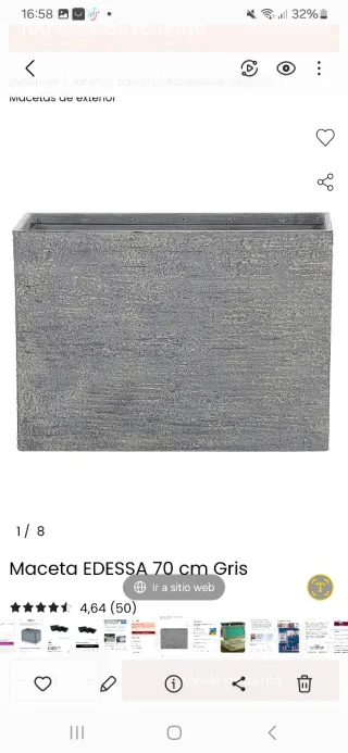 Macetero jardinera gris piedra 70cm