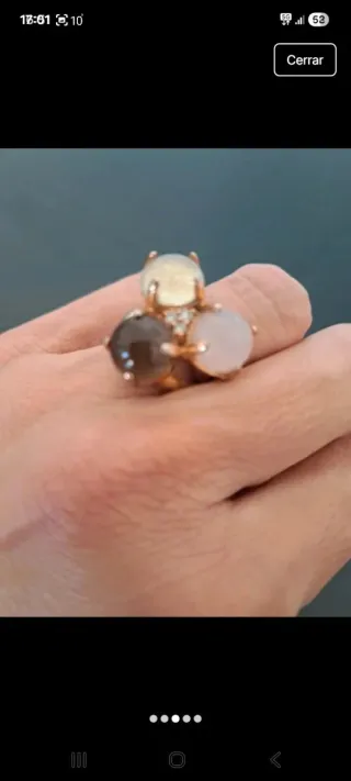 Anillo 3 piedras multicolor