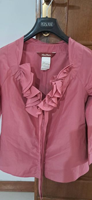 MaxMara Camicia Seta Cotone Rosa Vintage Tg M
