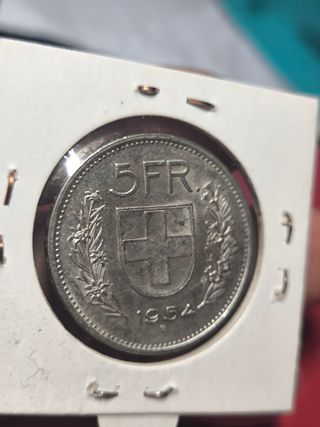 Moneda 5 Francos Suiza 1954
