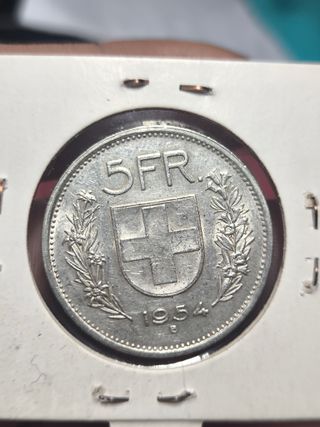 Moneda 5 Francos Suiza 1954