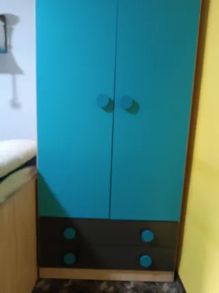 Escritorio juvenil madera y azul