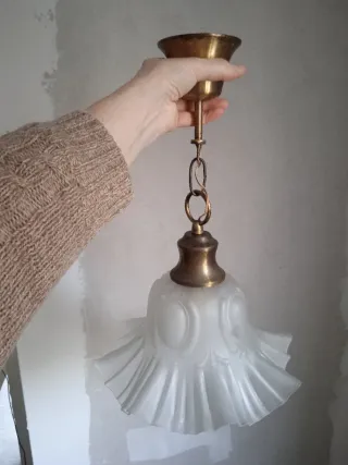 Lámpara colgante vintage metal y cristal