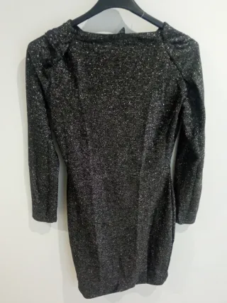 Vestido fiesta plateado y negro