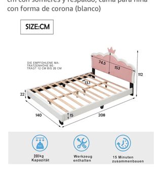 Cama infantil corona 140x208 cm