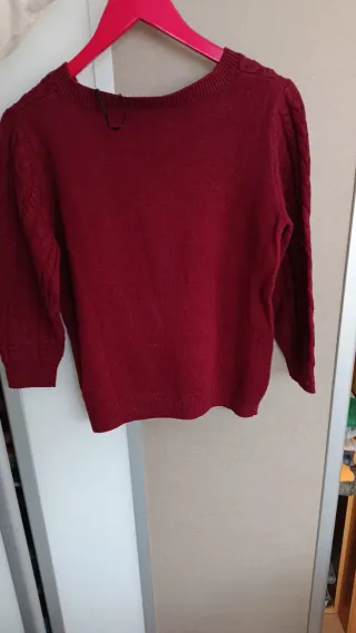 Jersey de punto burdeos trenzado