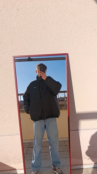 Abrigo Nike Puffer Reversible Negro Gris T-L