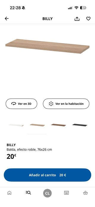 4 baldas BILLY efecto roble 76x26 cm