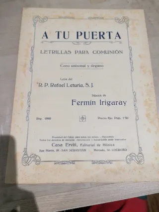 Partitura A Tu Puerta Coro y Órgano
