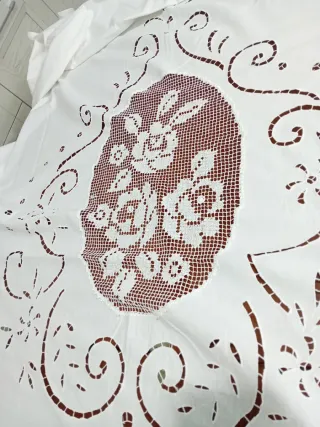 Tendone ricamato a mano filet rete 280x150