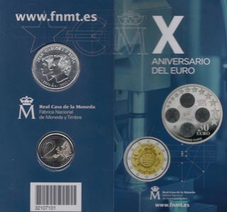 X Aniversario Euro 2012 España 30 y 2 euros