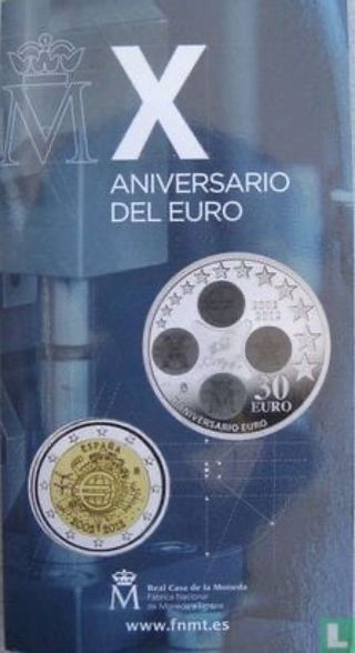 X Aniversario Euro 2012 España 30 y 2 euros