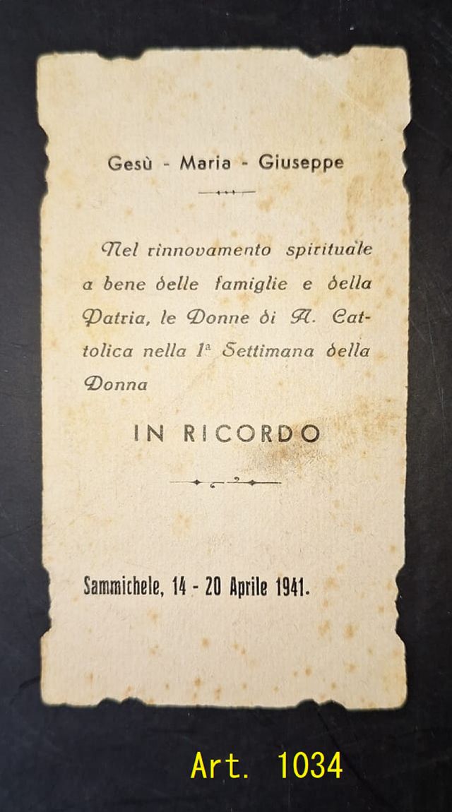 Antica Immaginetta Sacra 1941