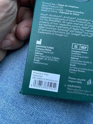 Custodia Mous iPhone 16-6.1 Pro Clarity Clear