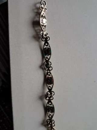 Bracciale Argento Pietre Verdi e Rosse