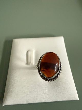 Anillo Plata 925 Calcedonia Marrón