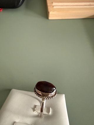 Anillo Plata 925 Calcedonia Marrón