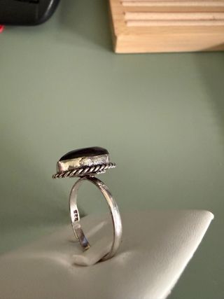 Anillo Plata 925 Calcedonia Marrón