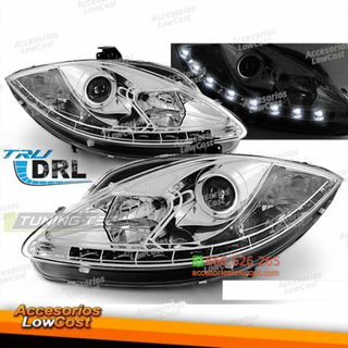 FAROS TRUE DRL CROMADOS para SEAT LEON ALTEA 09-1