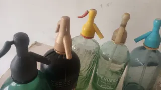 Lote 8 sifones antiguos de vidrio