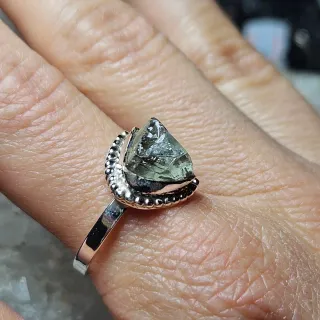 Anillo Plata 925 Prasiolita Bruto