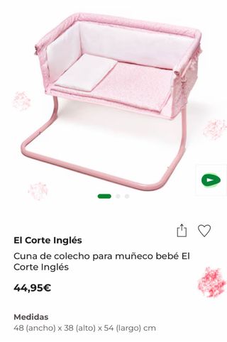 Cuna colecho para muñeca bebé El Corte Inglés
