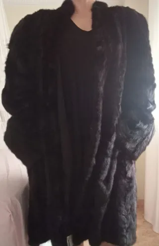 Abrigo Piel Auténtica Negro Talla XL