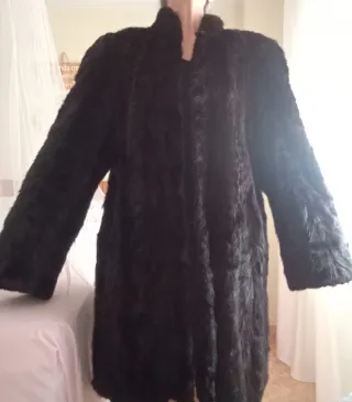 Abrigo Piel Auténtica Negro Talla XL