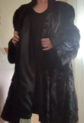 Abrigo Piel Auténtica Negro Talla XL