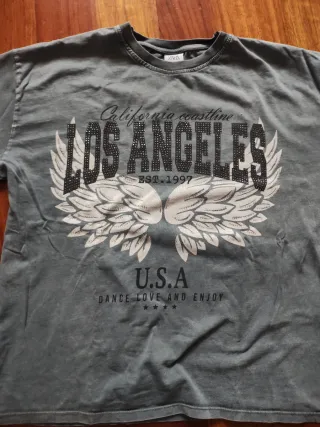 Camiseta Zara Gris Manga Larga