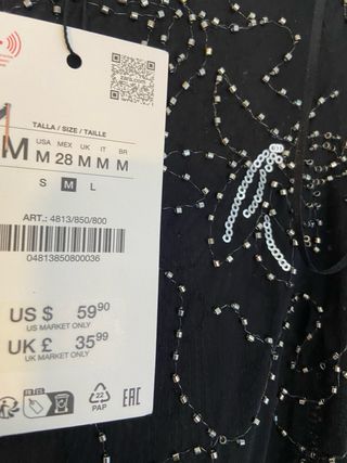 Camiseta Zara M Brillo