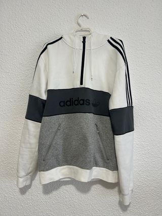 Sudadera Adidas - Blanco y gris - S
