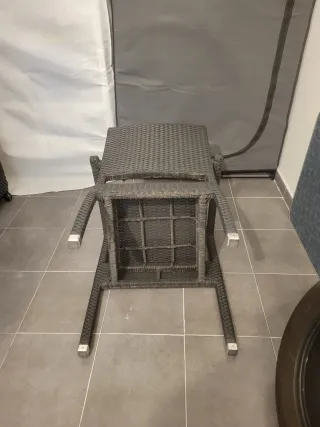 Silla de terraza aluminio mimbre gris