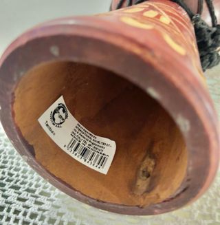 Djembe Tamburo Legno Intagliato Fatto a Mano