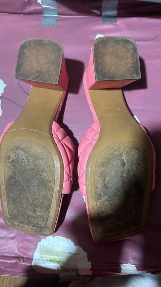 Sandalias Zara tacón rosa acolchadas
