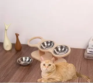 Comedero elevado para gatos con 3 cuencos